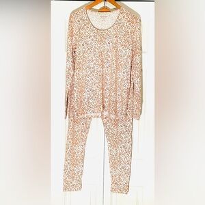 Petit Lem Soft Peachy Pink Hued Floral Print Long Sleeve Pajama Set